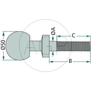 Kolík s koulí K50 o průměru kolíku 19 mm pro přívěsný vozík