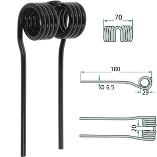 Sběrací pero o délce 180 mm pro Krone lisy na balíky, sběrací vozy k sběracímu ústrojí