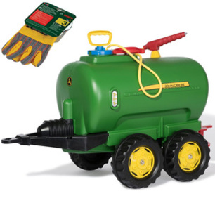 Stříkající cisterna Rolly Toys rollyTanker John Deere za šlapací traktor + dárek dětské rukavice Bosch