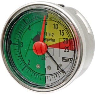 Glycerinový tlakoměr, manometr Wika přípoj 1/4 zadní průměr 63 mm pro postřikovače 0-5-25