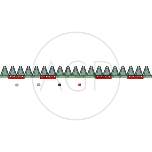 Nůž žací lišty ESM o délce 1070 mm s počtem 21 čepelí, pozice spodní nůž, s počtem děr 2x101,6 mm