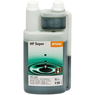 STIHL HP Super motorový polosyntetický olej 1 l pro 2 taktní motor s nízkou kouřivostí v dávkovací láhvi
