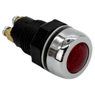 Červená kontrolka s kovovým rámečkem