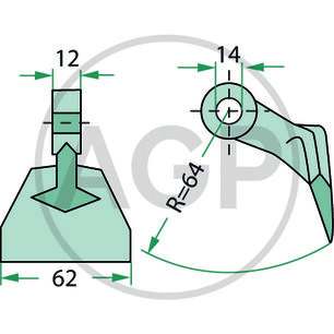 Kladivo mulčovače Agricom o průměru díry 14 mm