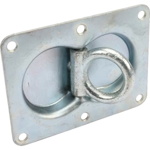 Pozinkovaná kotevní miska o rozměru 146 × 108 mm s oboustranně výklopným okem