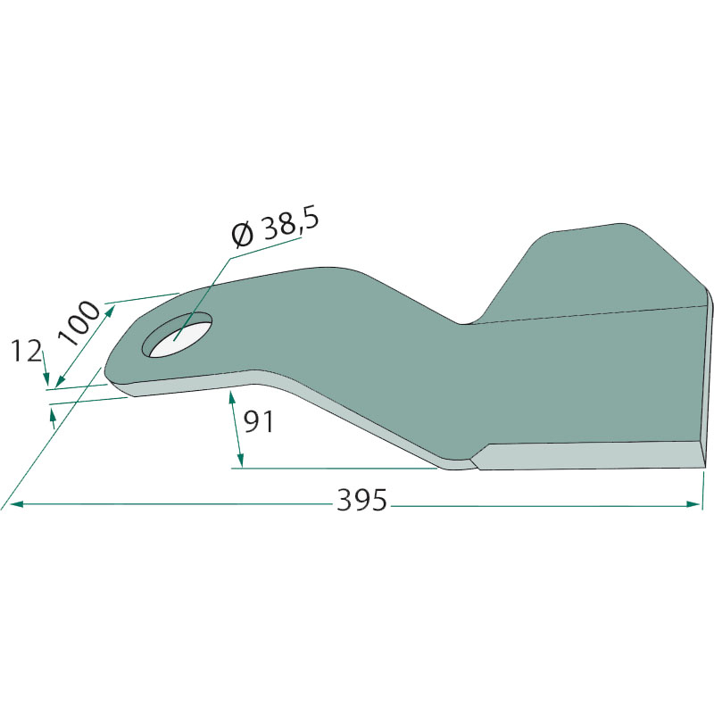 Mulčovací nůž pro mulčovač Spearhead na pravou stranu o délce 395 mm