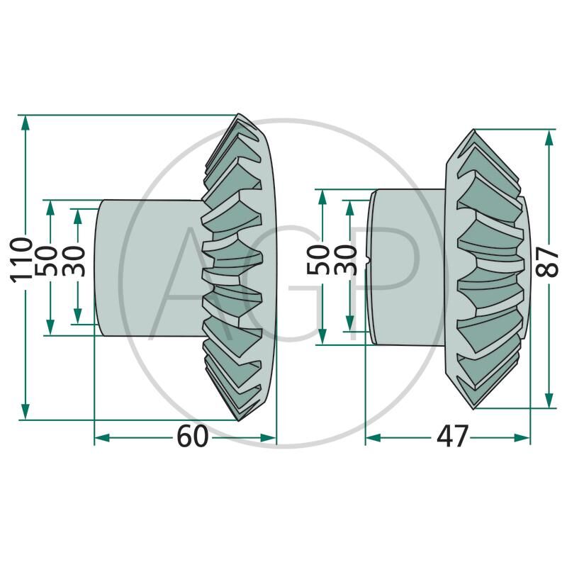 Kuželové soukolí pro Deutz-Fahr, Pöttinger, na série KM, SM, CAT, 23 a 17 zubů