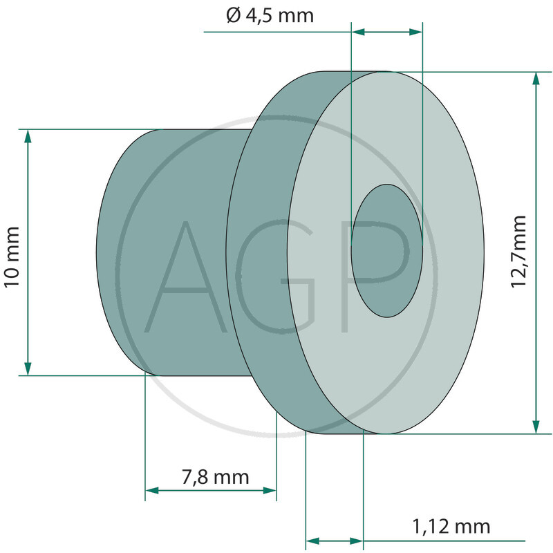 Závit oka o délce 8,92 mm a vnějším průměru 12,7 mm