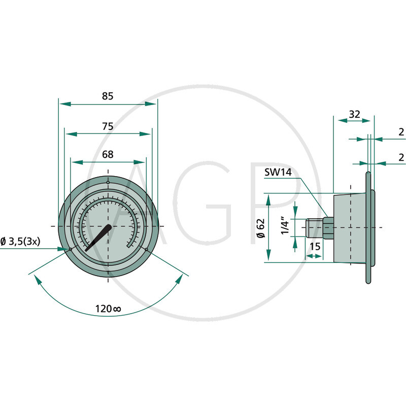 Manometr 160 bar ?63mm-1/4