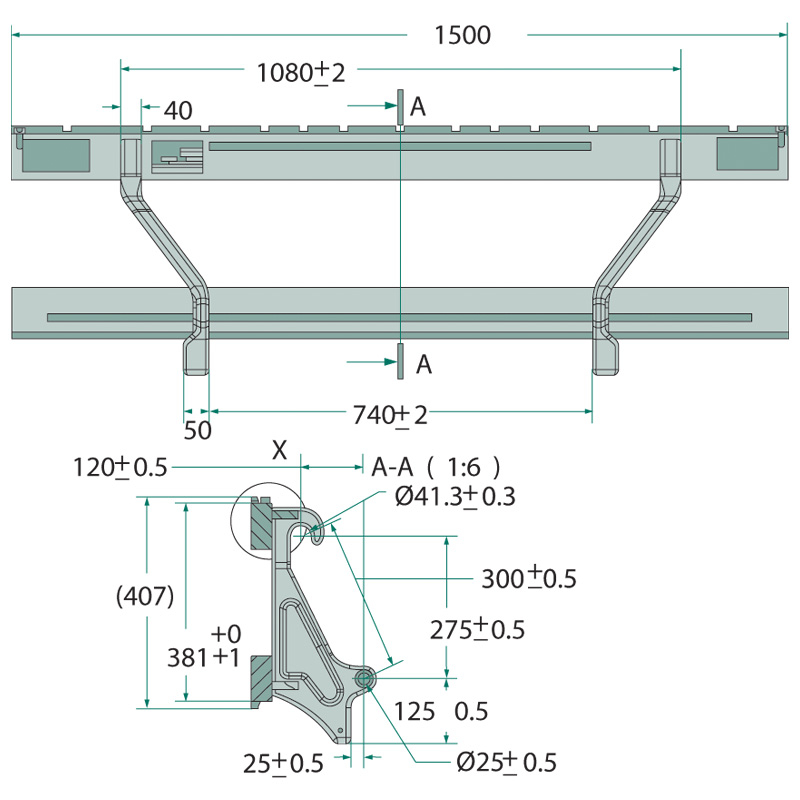Rám k paletizačním vidlím o nosnosti 2500 kg o šířce 1500 mm s euro upínáním