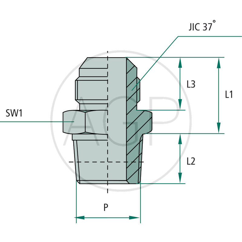 GA 7/16 M-JIC x 1/4 M-NPT