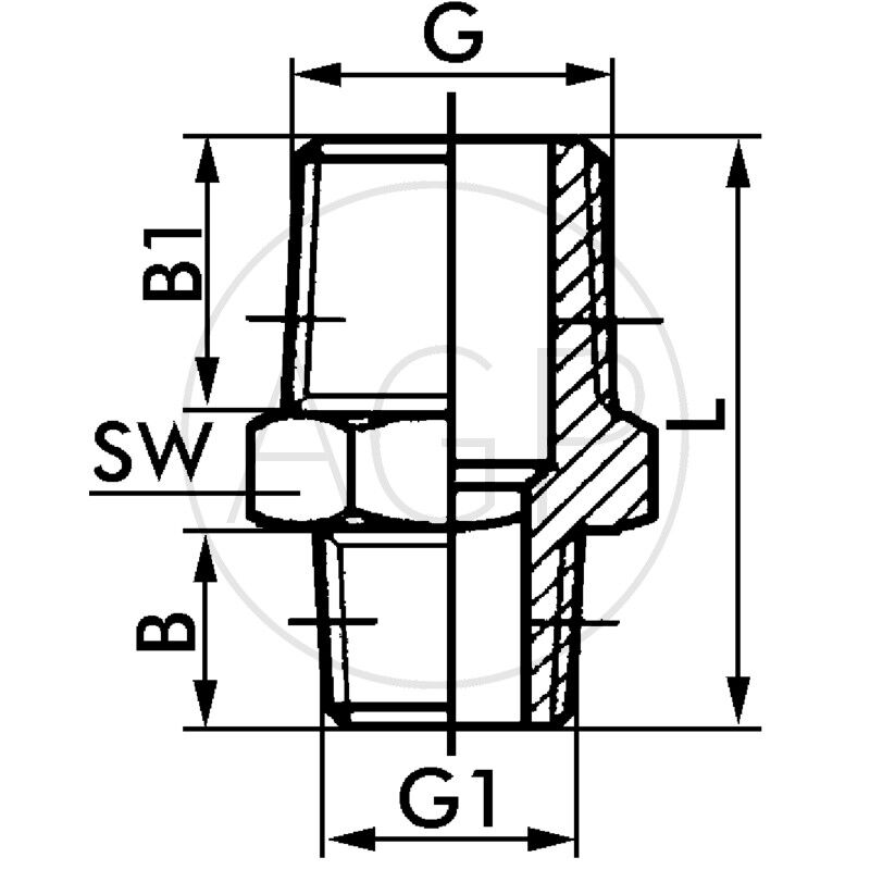F-Drk-1/2-1/4-MSv Oboustranné šroubení