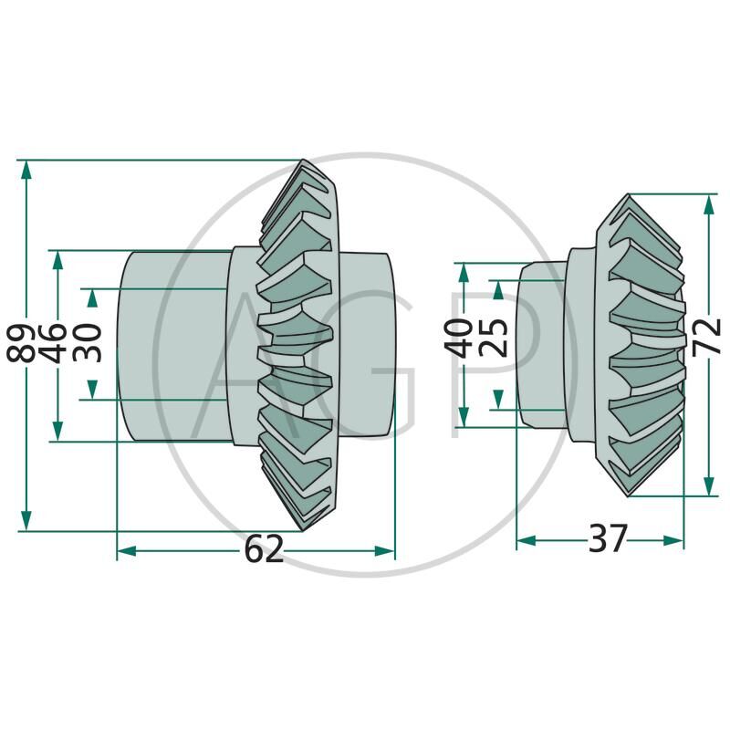 Kuželové soukolí pro Deutz-Fahr, Pöttinger, na série KM, CAT, 27 a 21 zubů