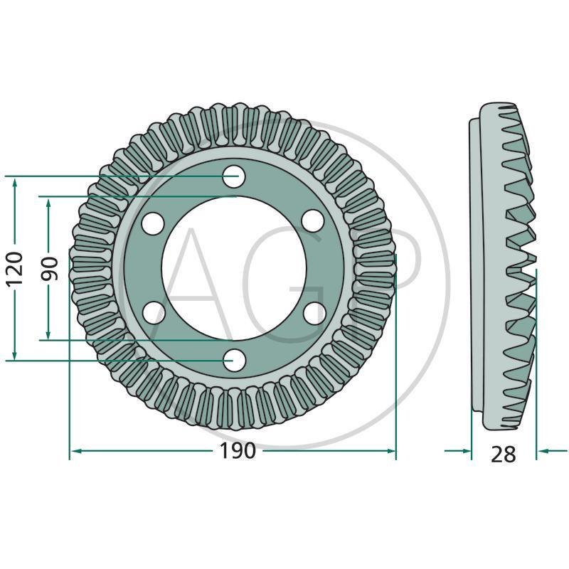 Talířové kolo pro Pöttinger, 45 zubů, na typy HIT 40, 47, 54
