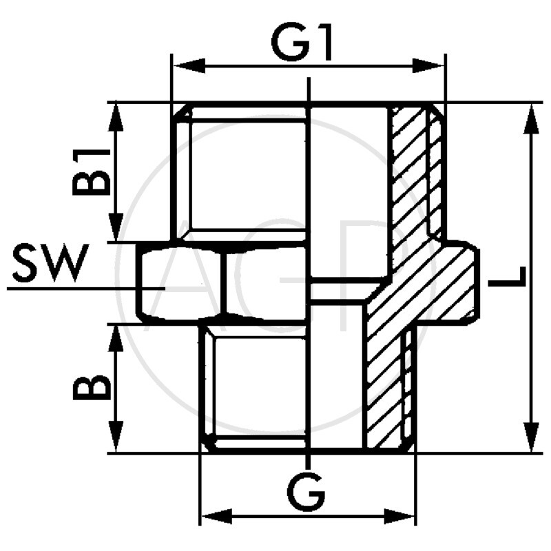 F-Dr-1/2-3/8-MSv Oboustranné šroubení