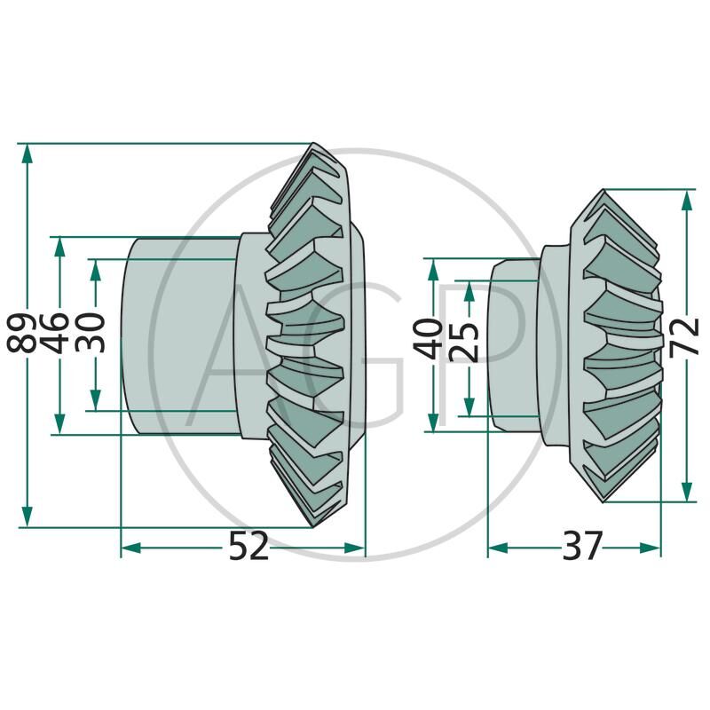 Kuželové soukolí pro Deutz-Fahr, na typ KM 24, 27 a 21 zubů