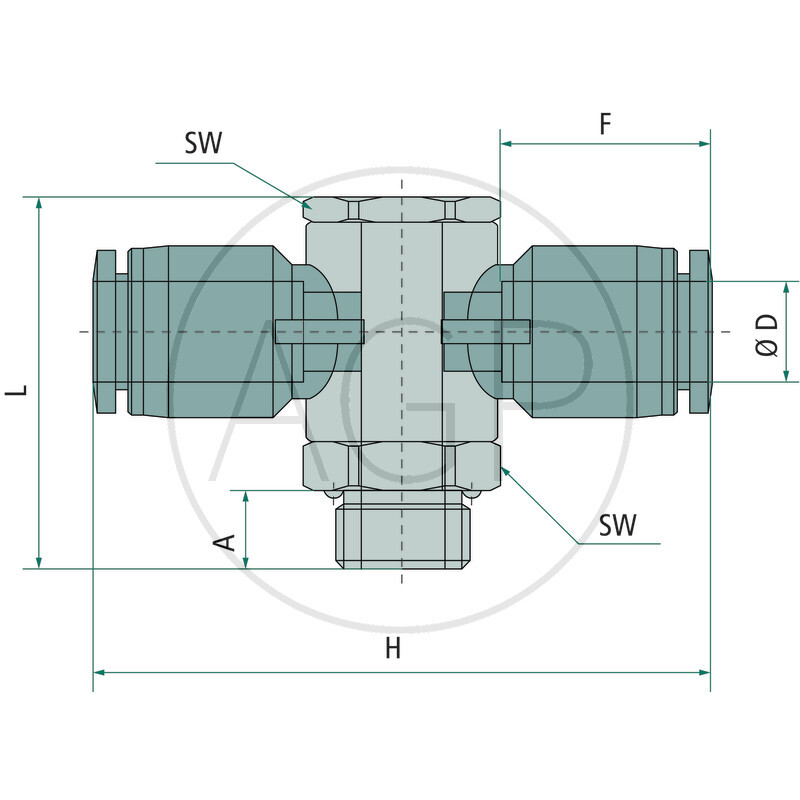B-TVTEd-6-3/8-KU T-rozdělovač-šroubení