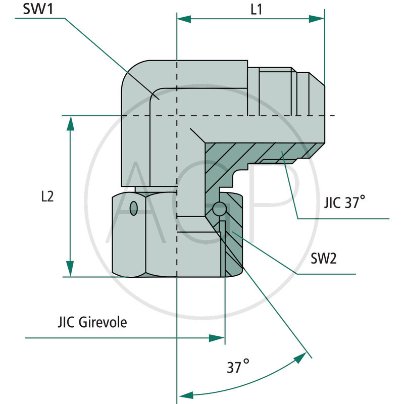 WA 9/16 FS-JIC x 9/16 M-JIC