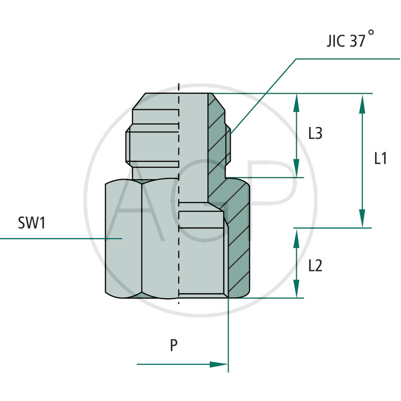 GA 7/16 M-JIC x 1/4 F-NPT
