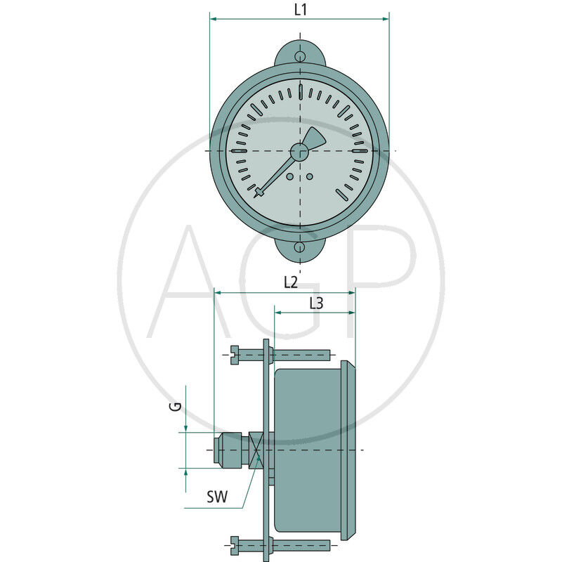 M-DH-40-0/4-1/8-St-bar/psi D=40mm Zadní přípoj