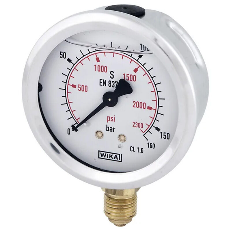 Manometr glycerinový WIKA do 160 bar se závitem 1/4 o průměru 63 mm k měření tlaku