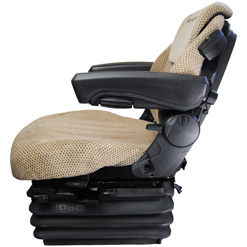 Vzduchové sedadlo Proboss s plnou výbavou, hnědým látkovým potahem s nosností 150 kg vhodný pro John Deere