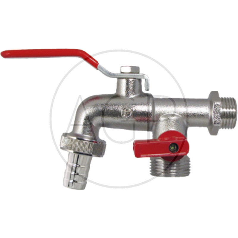 Kulový výpustný kohout s 2 odtoky, přípoj 1/2