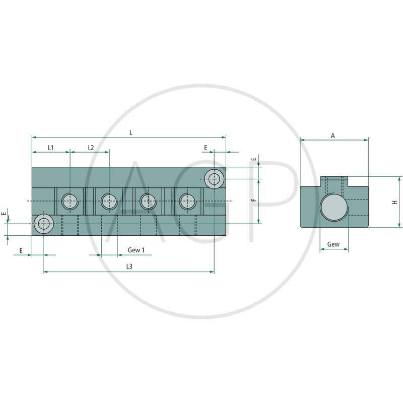 F-VTF2-2x3/8-8x1/8-AL-natur Rozdělovací blok
