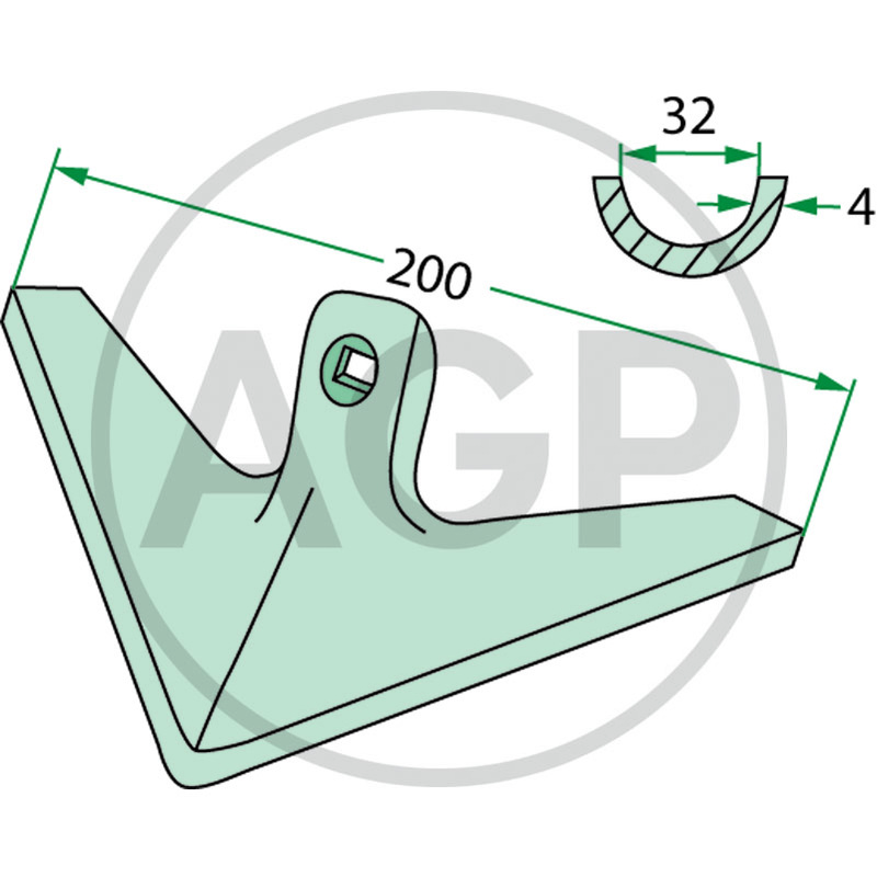 Šípová radlička 200 x 4 mm vhodná pro Lemken a různé výrobce