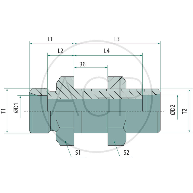 Přímé přepážkové šroubení X-SV 42 L se závitem M52 x 2