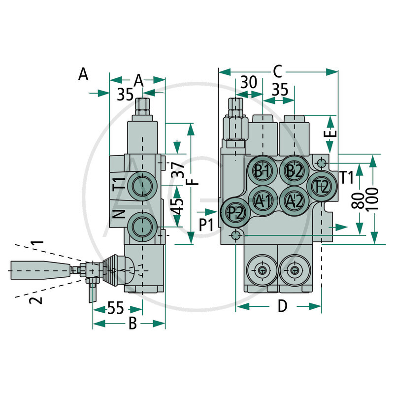 Ventil P40 4x jednočinný (A uzavřený / zpětná pružina)