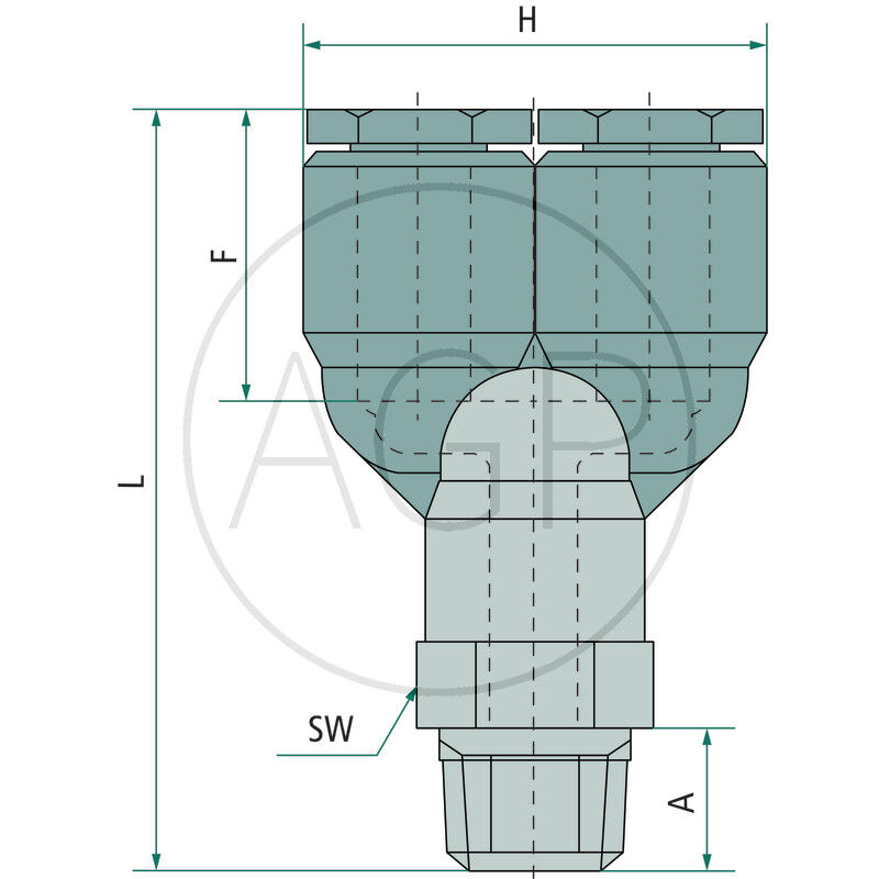 B-YEk-6-1/4-KU Y-Šroubení