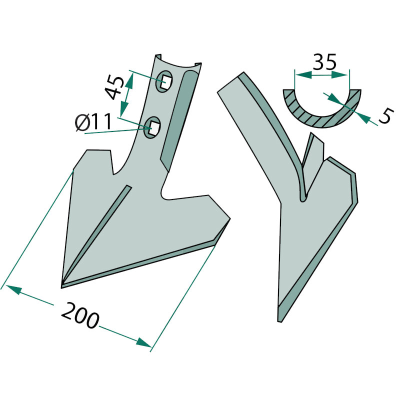 Šípová radlička 200 x 6 mm pro kultivátory Köckerling