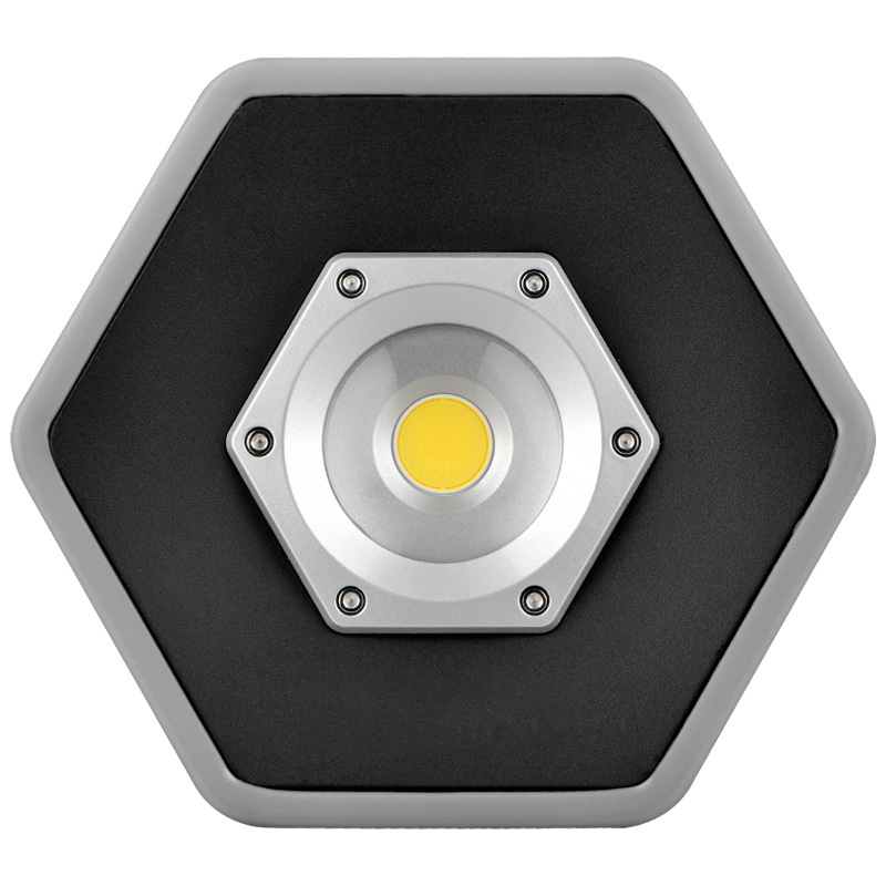 LED Aku lampa s technologií COB s dobíjecí Li-Ion baterií a s otočnou nohou pro podepření 