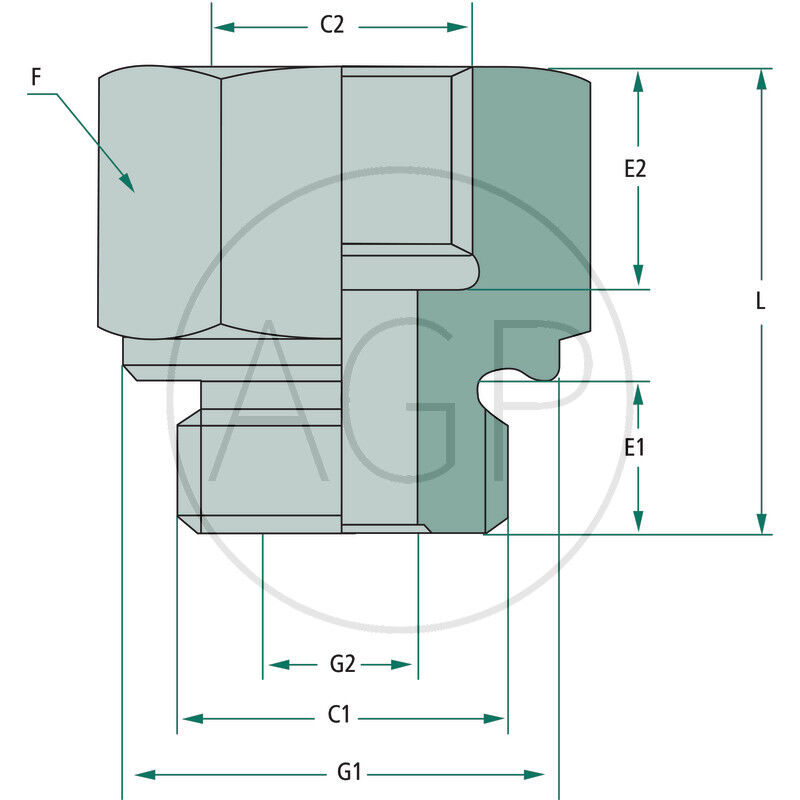 Rovný adaptér GA 1/2 M x 1 F BSP L=49