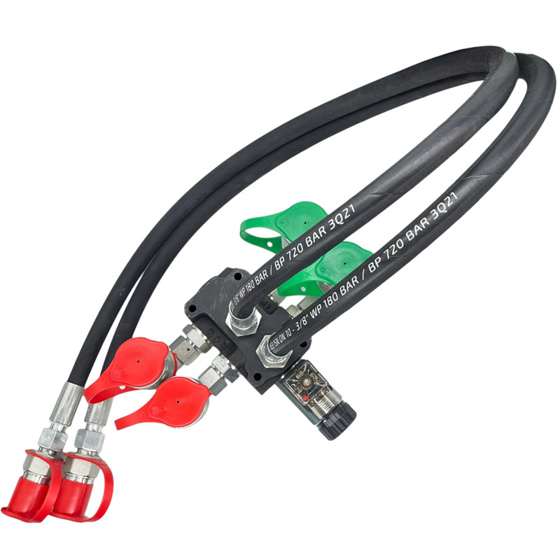 Sada k dodělání třetí funkce s elektromagneticky ovládaným hydraulickým rozvaděčem o průtoku 50 l/min o napětí 12 V pro čelní nakladač