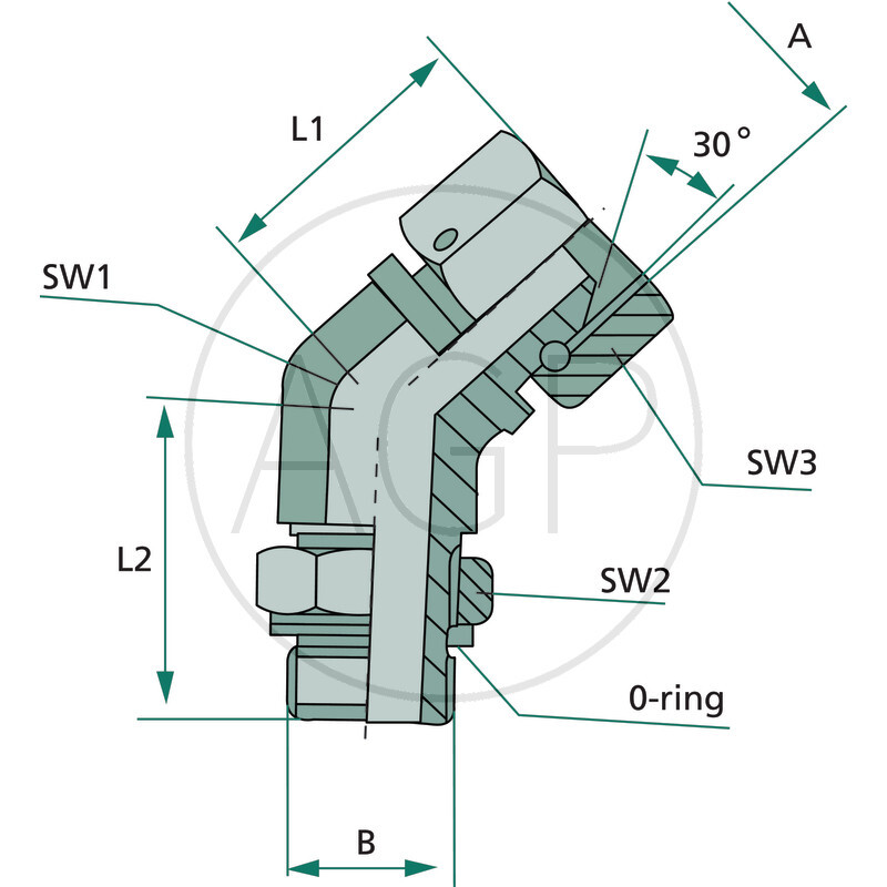 WAE 1/8 FS-BSP x 1/8 M-BSP 45°