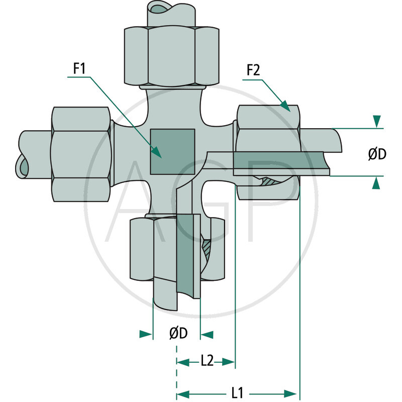 Stauff křížové šroubení se závitem M36x2 X-KV 28 L
