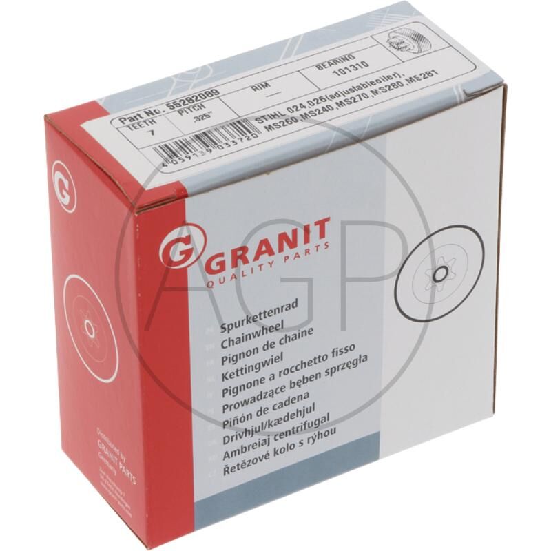 Řetězové kolo s rýhou pro Stihl, počet zubů 7, rozteč řetězu 0,325, na série 020, MS