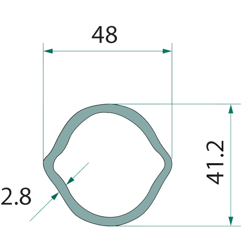 Trubka ke kardanu profilu citrón o rozměru 48 x 41,2 mm o délce 1 m