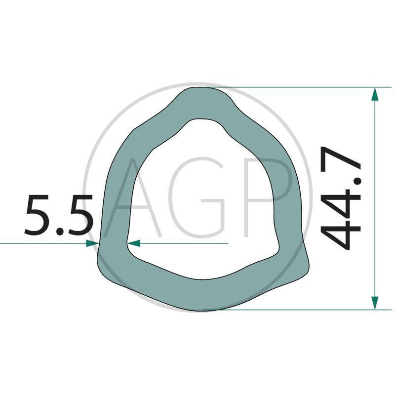 Trubka ke kardanu profilu trojúhelník o šířce 62,7 mm o délce 1 m