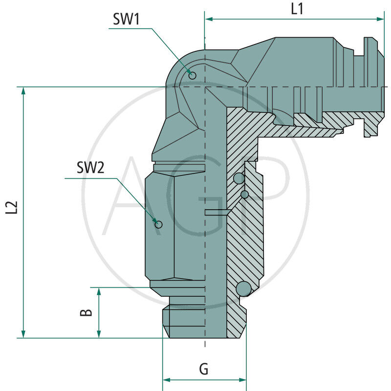 B-WEdl-4-1/4-MSv Úhlové šroubení