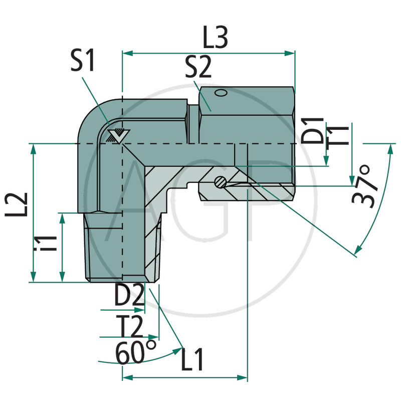 WA-DKJ 9/16 - AGN 3/8 90° VA
