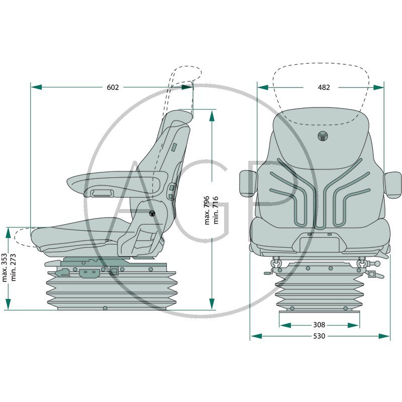 Sedačka Grammer MAXIMO Comfort Plus MSG 95A/731 do traktoru vzduchem odpružená 12V