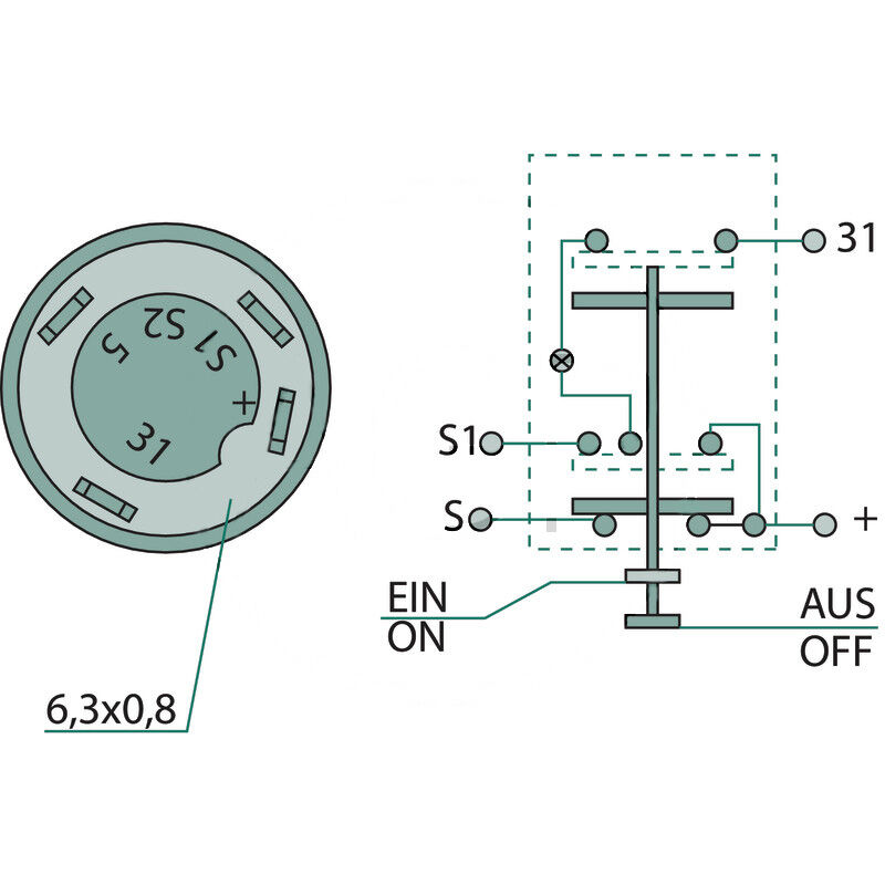 Spínací tlačítko pro zapnutí pracovních světel na traktor