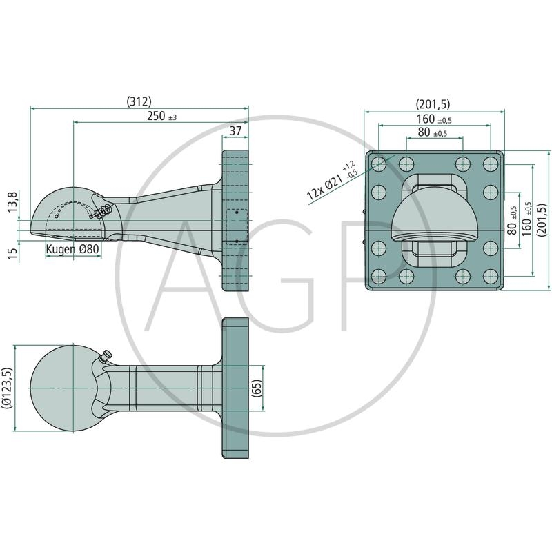 Tažná hubice Scharmüller  pro kouli K80 s 12děrovou přírubou
