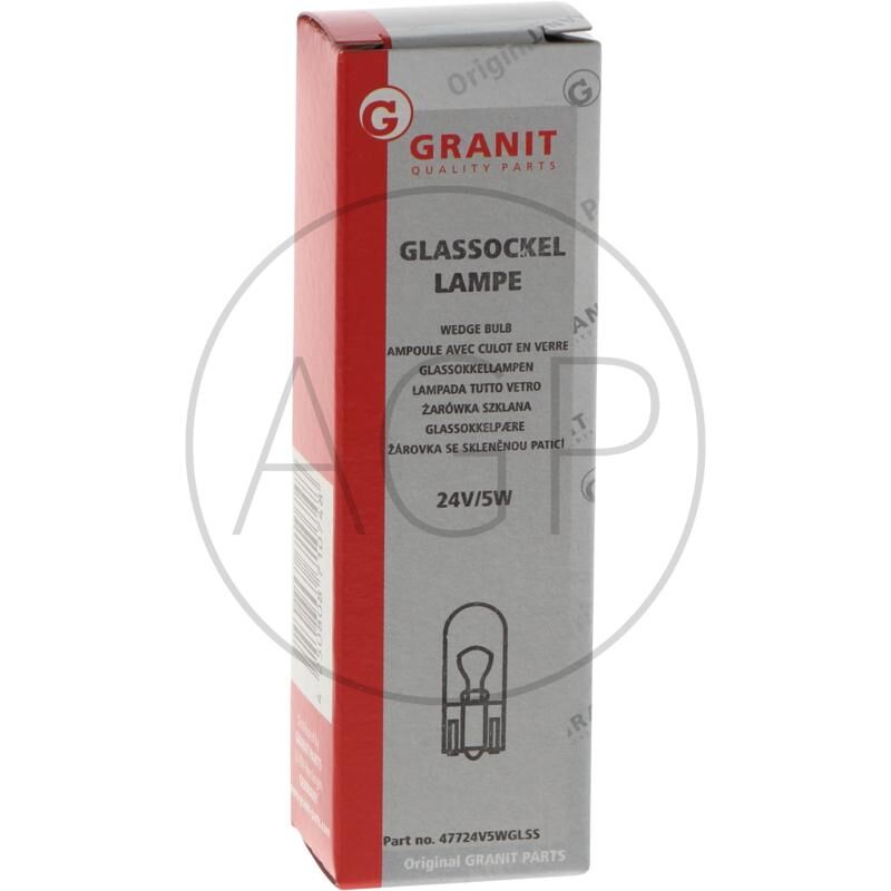 Žárovka 24 V 5 W se skleněnou paticí pro poziční osvětlení, osvětlení SPZ a kabiny