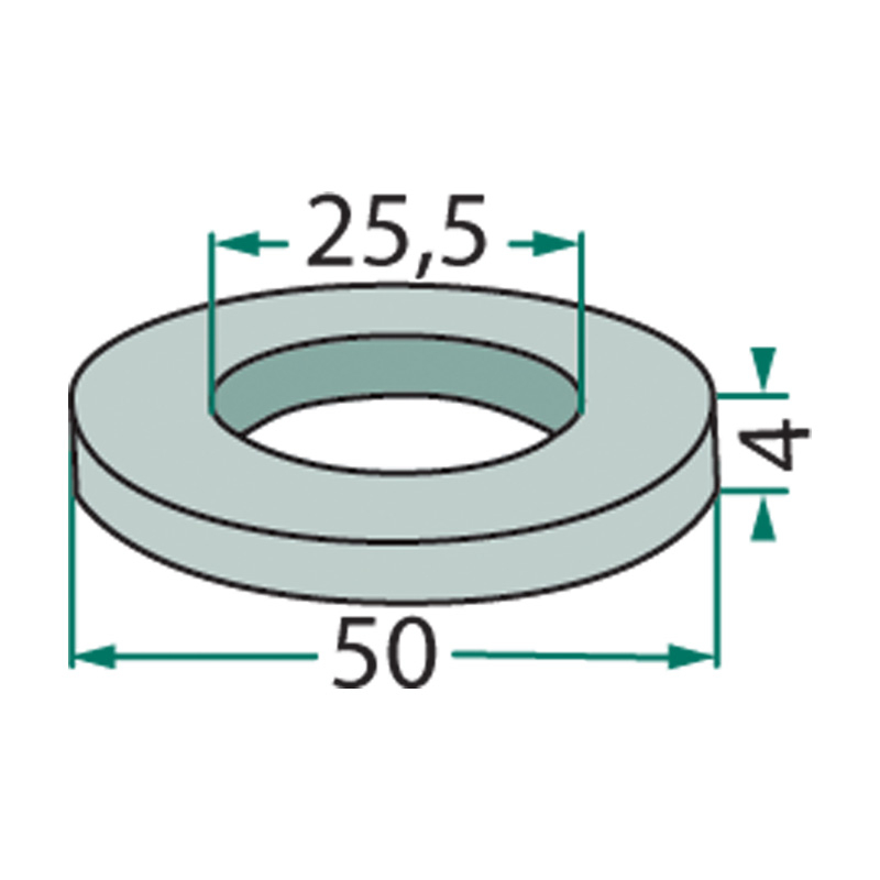 Distanční podložka Ø 50 mm, vnitřní Ø 25,5 mm, tloušťka 4 mm pro nůž mulčovače