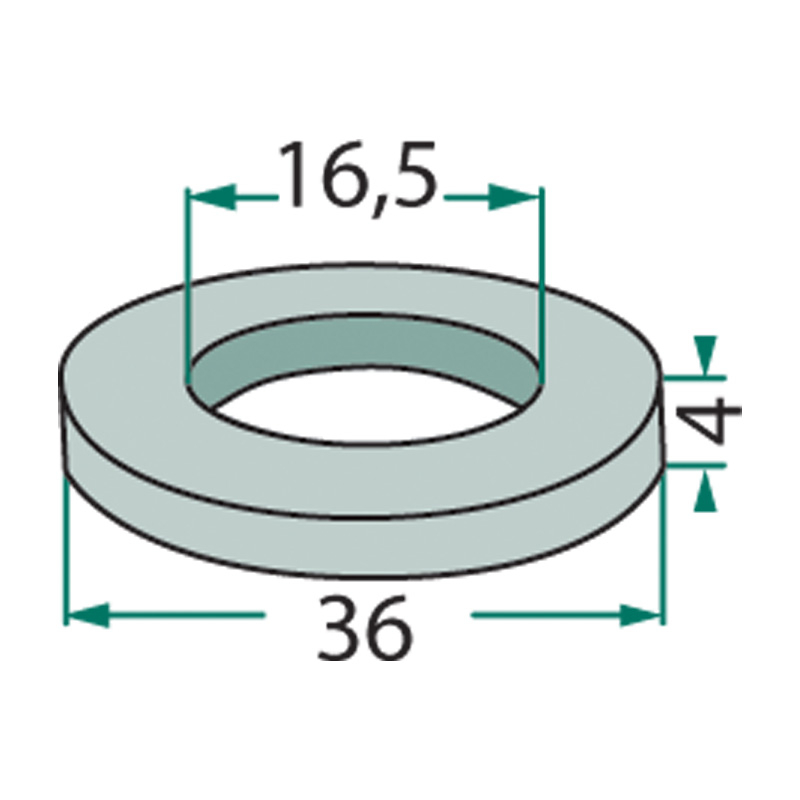 Distanční podložka 16,5 × 36 × 4 mm pro nůž mulčovače Agrimaster, Calderoni, Maschio, Muratori a Sicma.