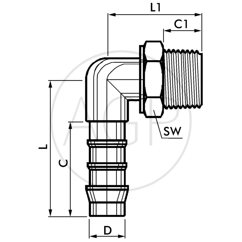 E-WETk-8-1/8-PA Úhlová šroubovací násada